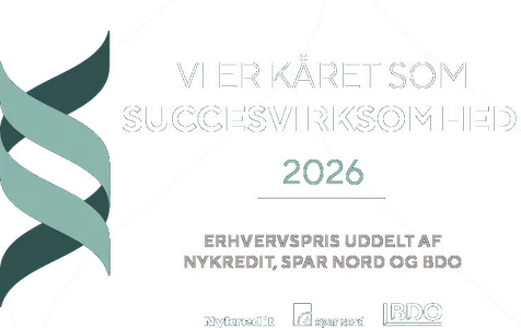 Kåret som succesvirksomhed 2026, erhvervspris uddelt af Nykredit, Spar Nord og BDO